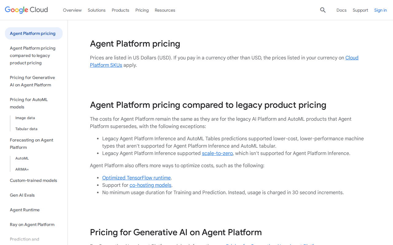 googlevertex pricing screenshot