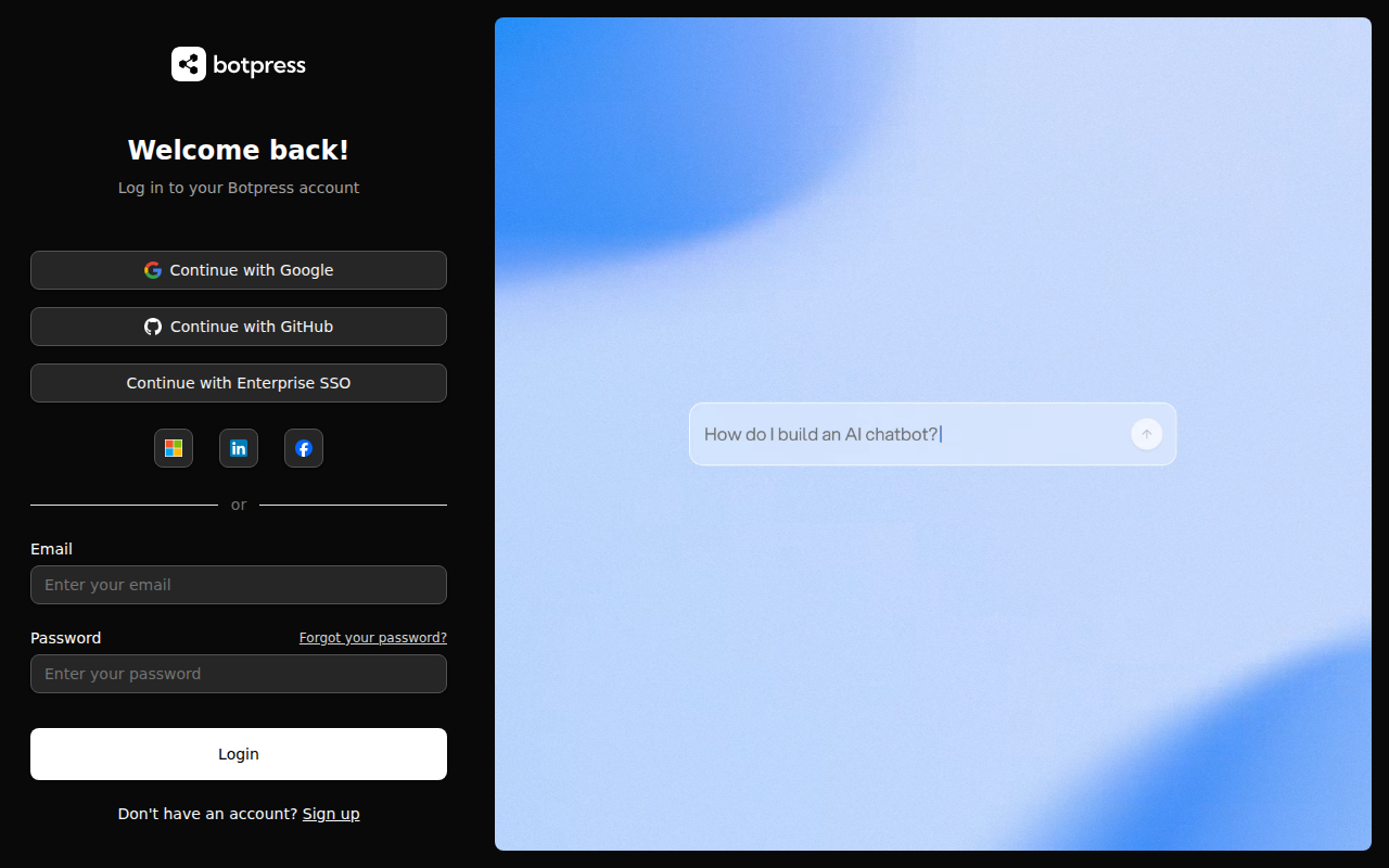 botpress dashboard screenshot