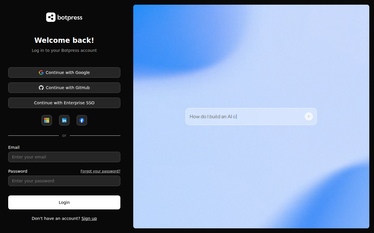 botpress dashboard screenshot